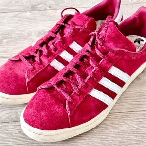 Men’s Suede Adidas Sneakers Burgundy- Size 11